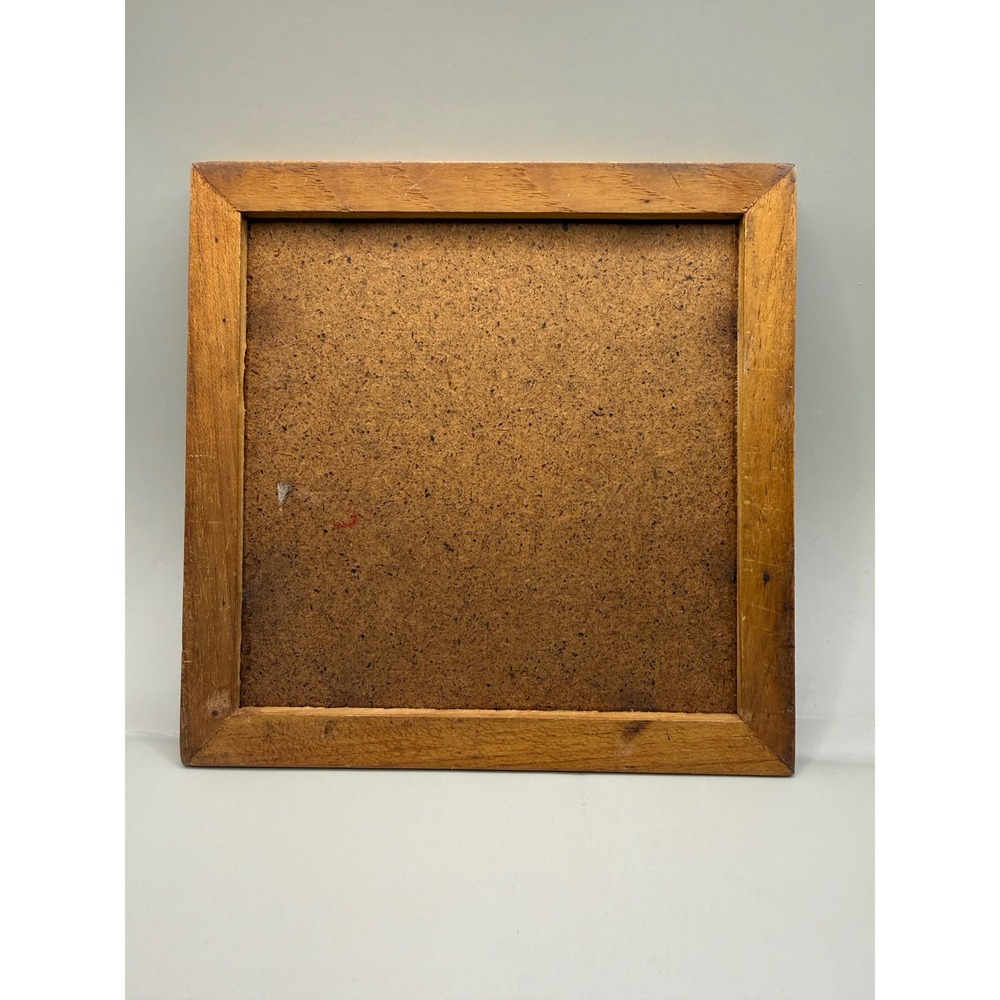 Vintage Bjorn Wiinblad Ceramic Trivet Blue White Danish Modern Wood Frame 6x6 - Picture 15 of 16